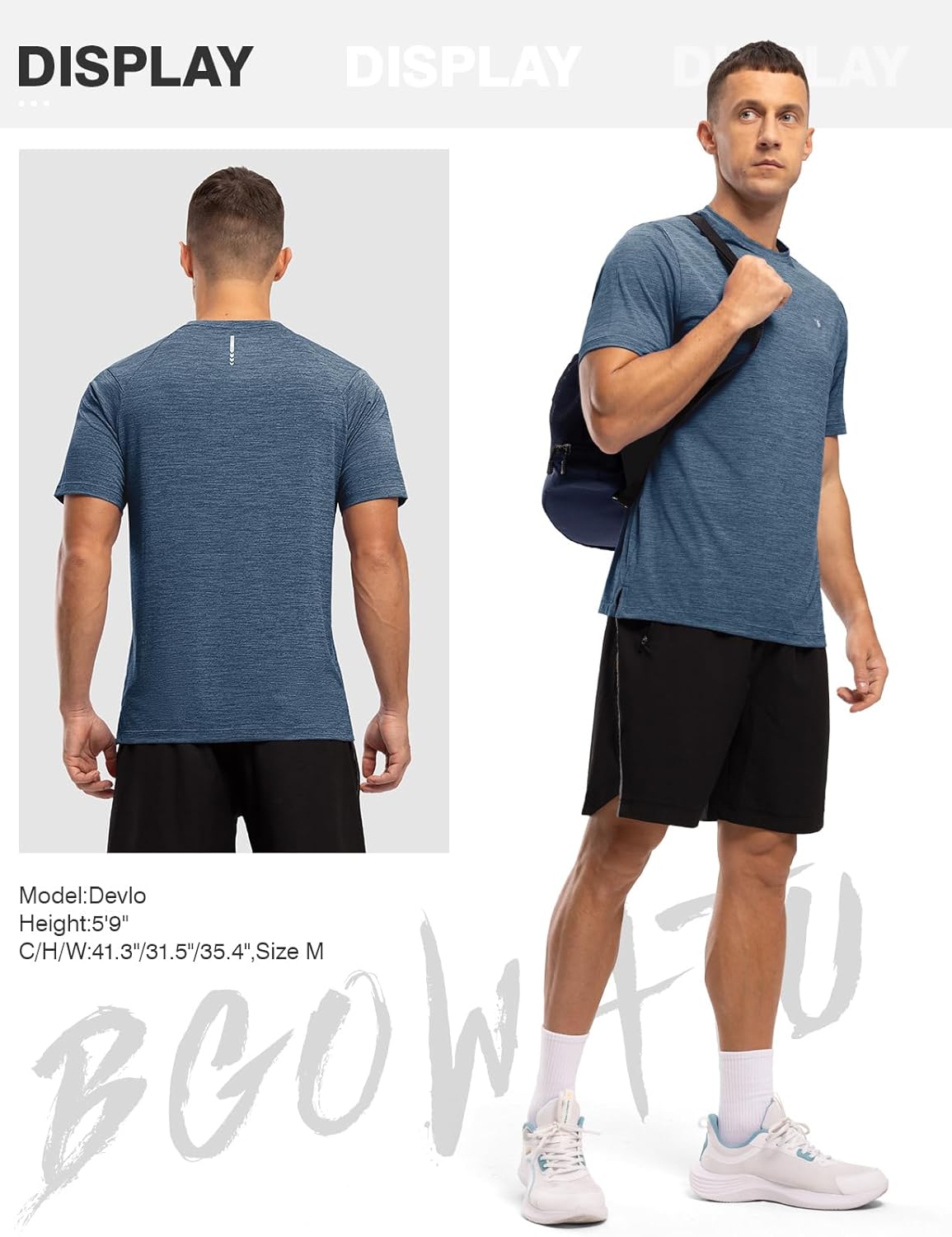 BGOWATU Men's Quick Dry Workout Athletic Shirts Lightweight Tennis Shirts for Men Running Gym Tops