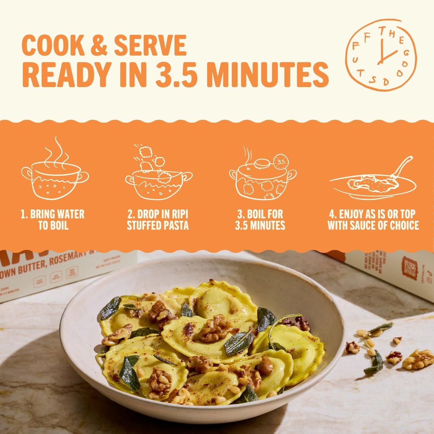 Ripi Sweet Potato Ravioli - Brown Butter, Rosemary & Maple - Frozen Pasta Meal - Ready in Under 5 Minutes, 9oz packs (12 Pack, Sweet Potato)