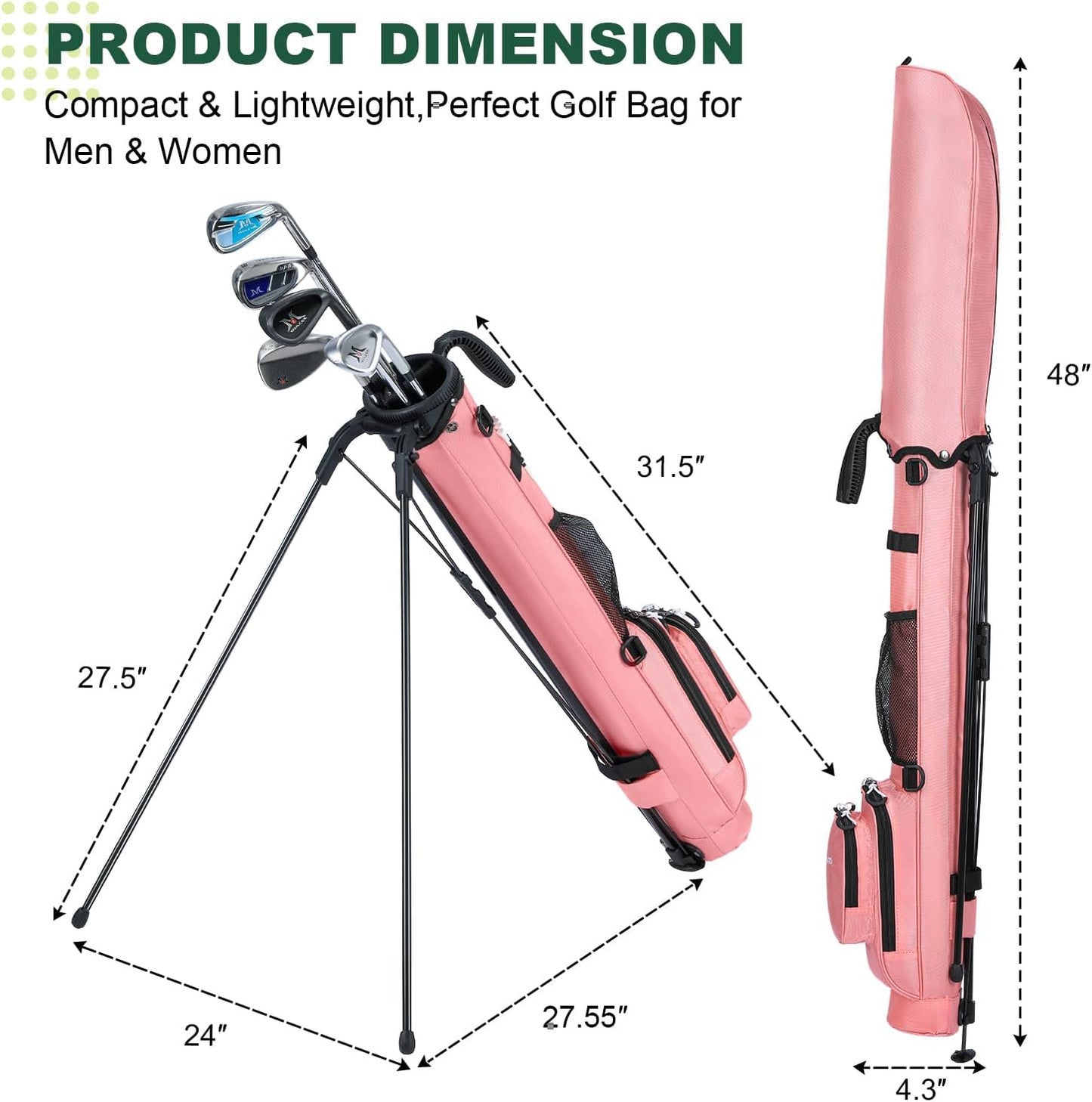 MAZEL Lightweight Golf Bag for Men – Easy to Carry Golf Clubs Bag with Shoulder Strap,Pitch n Putt Golf Stand Bag for Driving Range,Par 3 and Executive Courses - Fit Up to 8 Clubs