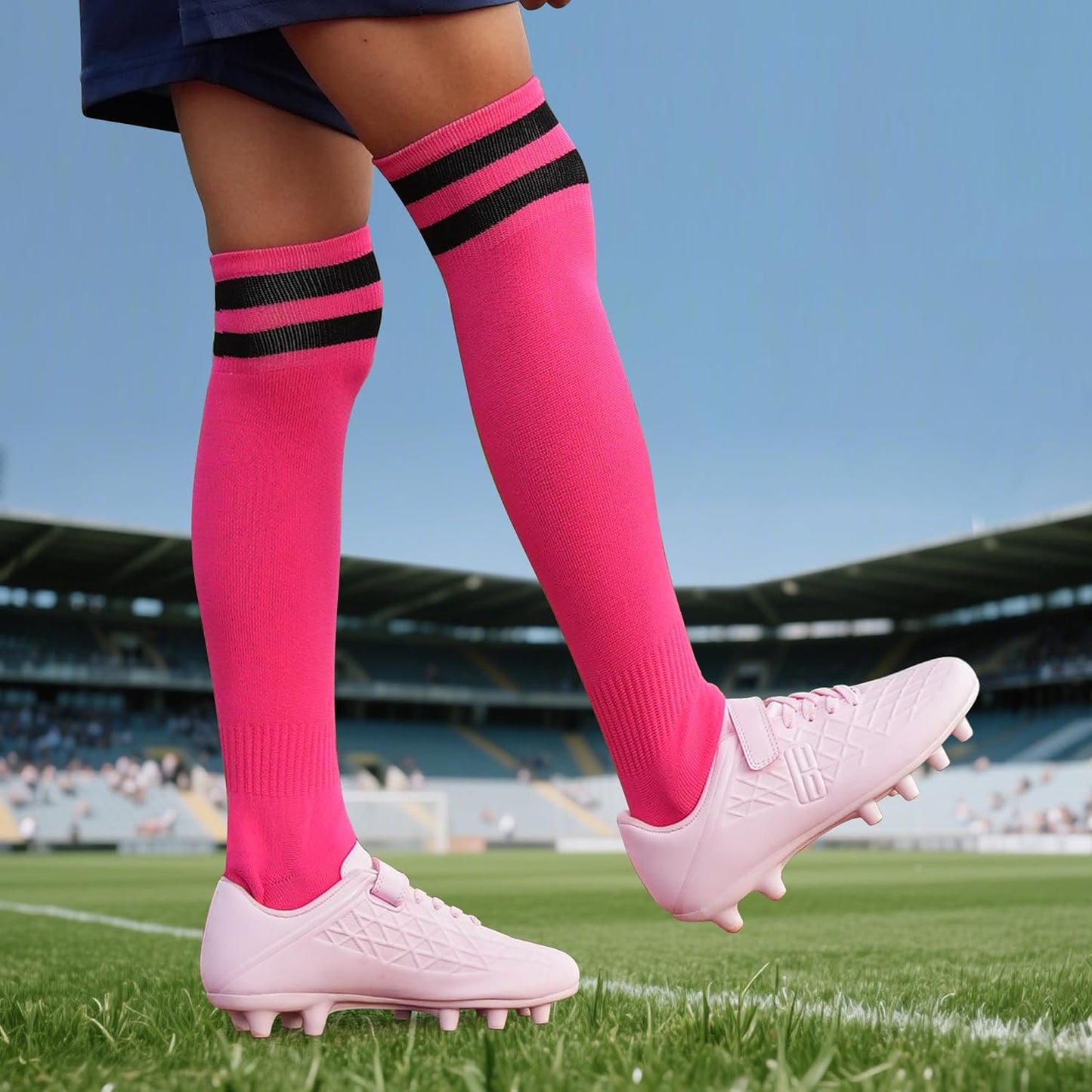 brooman Kids Firm Ground Soccer Cleats Boys Girls Football Cleats with Soccer Socks