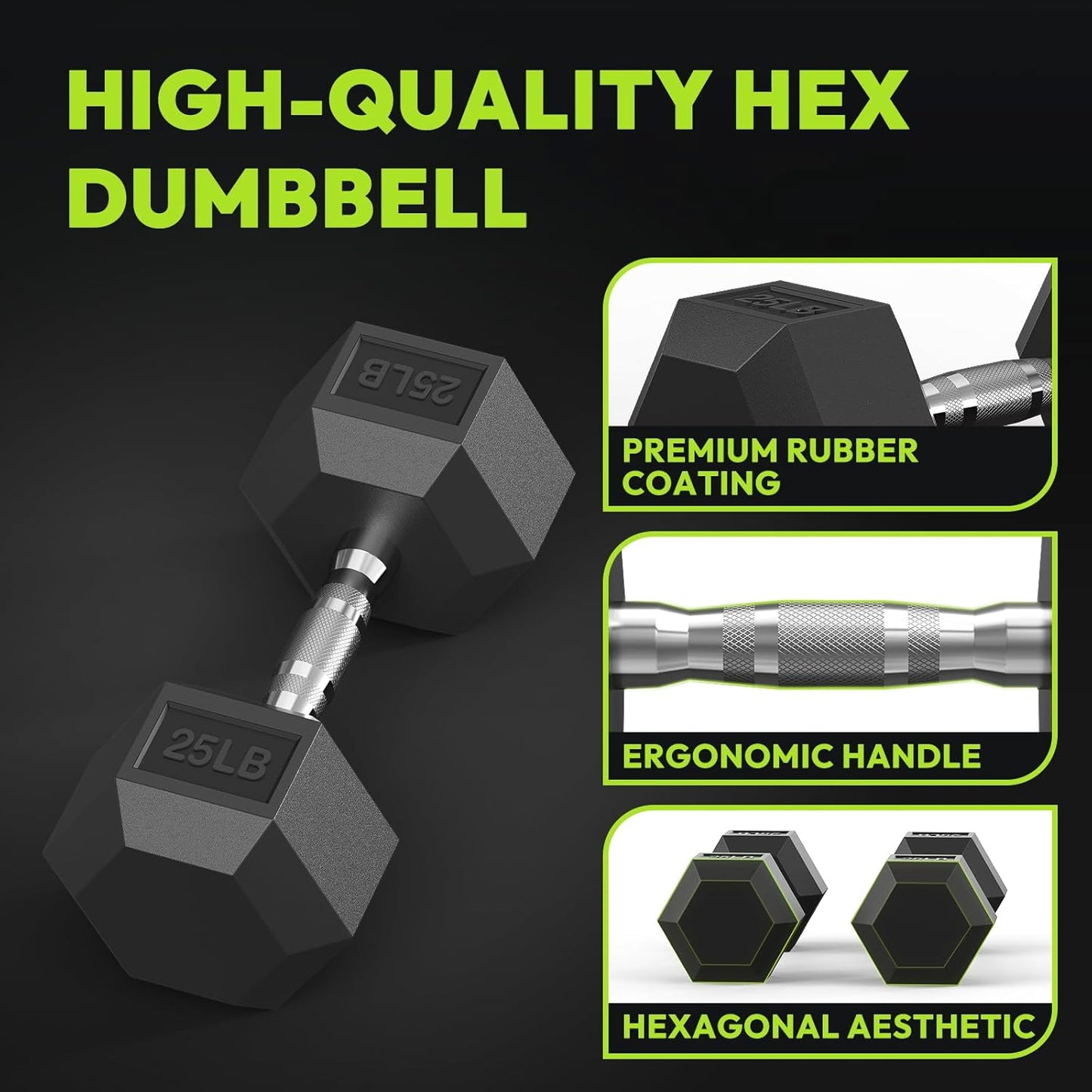 Hex Dumbbell Sets with Rack, 300-670 lb Rubber Encased Exercise & Fitness Dumbbells Set, Hand Weight for Strength Training, Weight Dumbbells