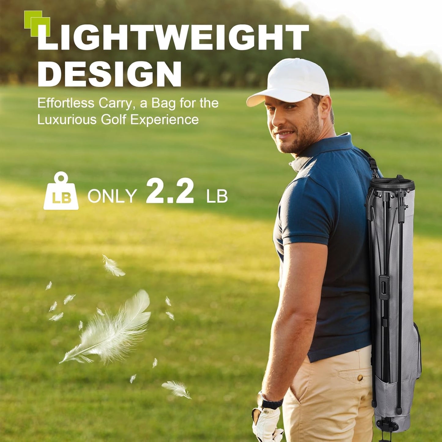 Golf Lightweight Stand Carry Bag– Easy to Carry and Durable Pitch n Putt Golf Bag for The Driving Range, Par 3 and Executive Courses–31.5 inches Tall