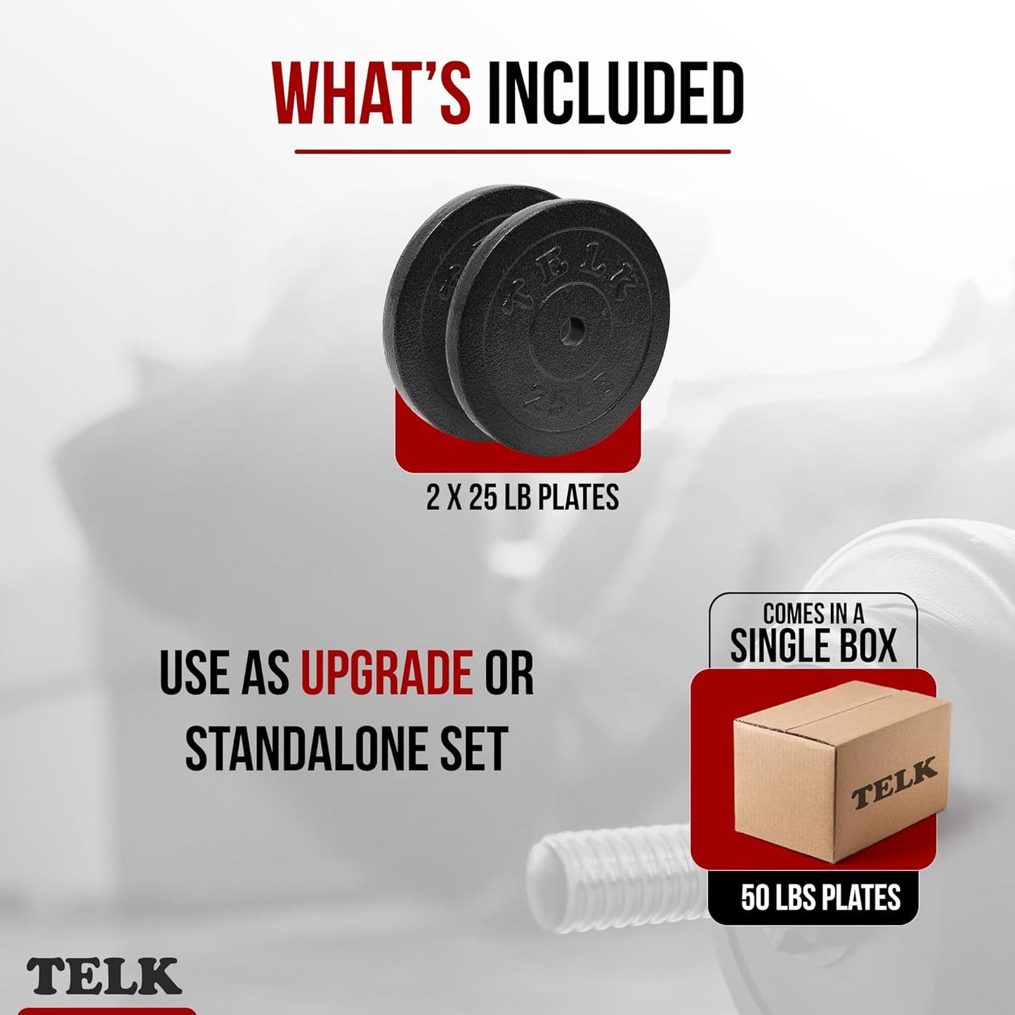 TELK – Adjustable Dumbbell Set – Home Gym Weight Set with Baked Enamel Cast Iron Plates – Space-Saving Free Weights for Strength Training