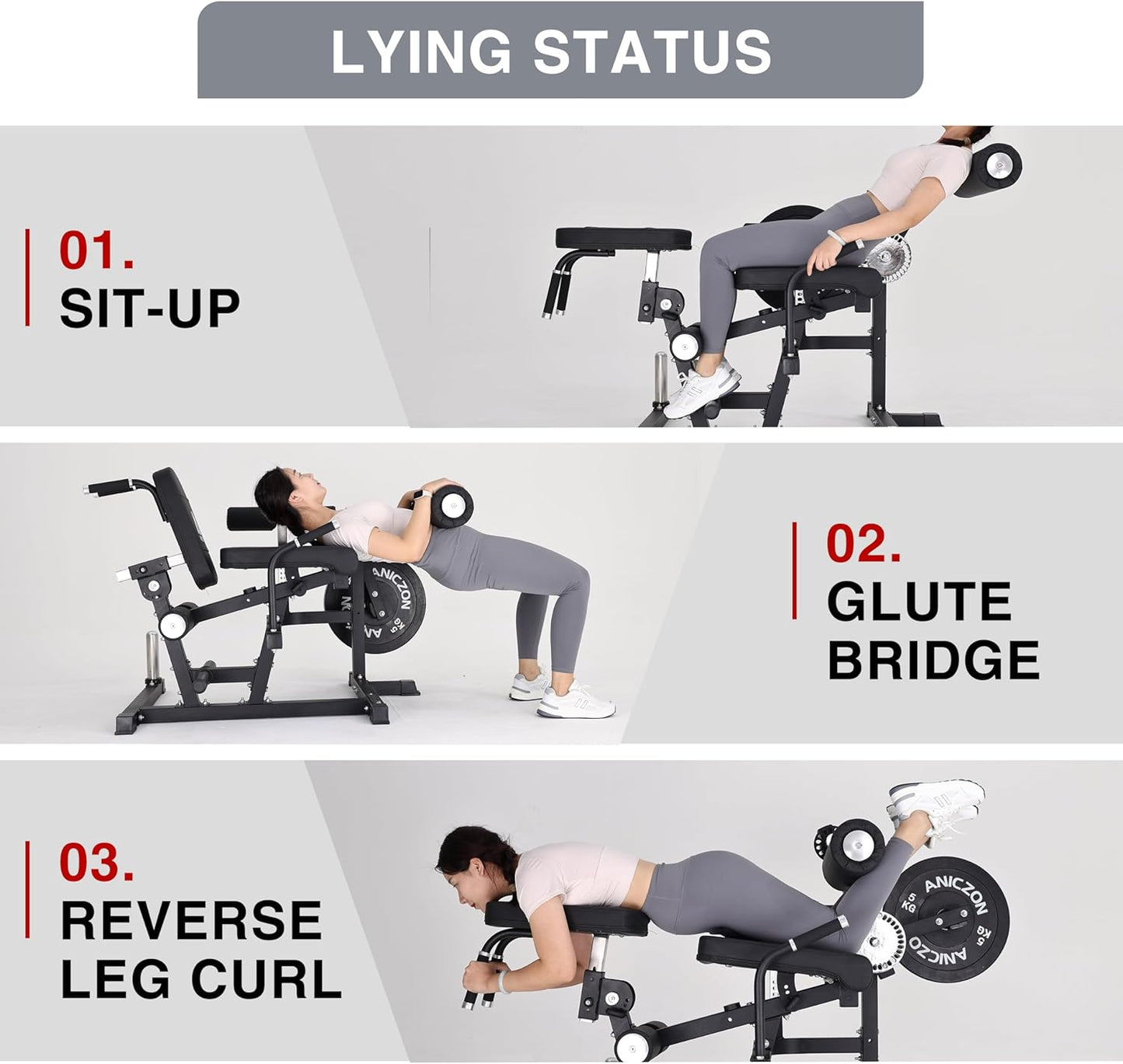 ANICZON Leg Extension and Curl Machine, Leg Rotary Extension for Thigh with Adjustable Seat & Backrest, Lower Body Leg Machine with Plate Loaded for Home Gym