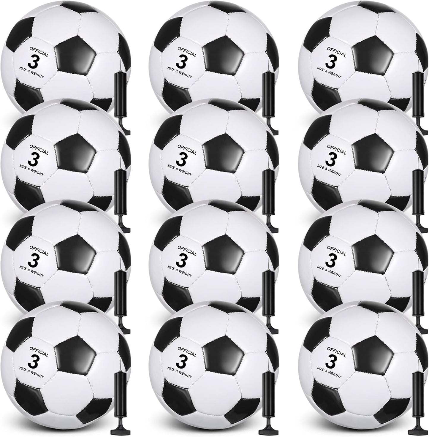 12 Pack Operation Christmas Bulk Items Soccer Ball with Pump Needles, Official Size 3/4/5 Soccer Ball Deflated Gift for Christian Charity Donation Training Practice