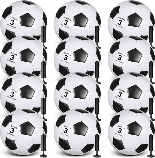 12 Pack Operation Christmas Bulk Items Soccer Ball with Pump Needles, Official Size 3/4/5 Soccer Ball Deflated Gift for Christian Charity Donation Training Practice
