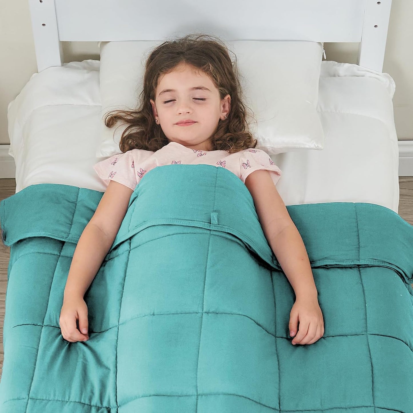 yescool Weighted Blanket (7 lbs, 41" x 60", Teal) Cooling Heavy Blanket for Sleeping Perfect for 60-90 lbs, Breathable Blanket with Premium Glass Bead, Machine Washable