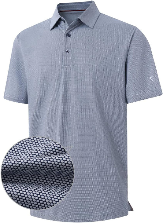 M MAELREG Golf Shirts for Men Dry fit Sports Jacquard Lightweight Performance Texture Short Sleeve Collared Polo Shirts