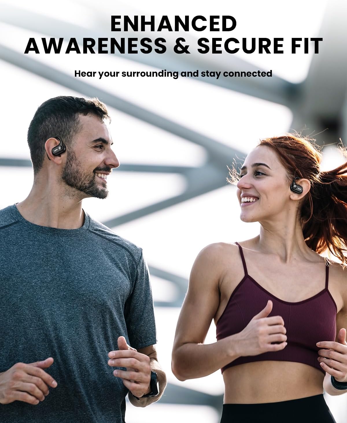 Open Ear Headphones,Bluetooth 5.3 Air Conduction Headphones ,Comfortable for Long Wear ,Powerful Bass,AI Clear Calls,30H Playback,IPX6 Light Weight Open Ear Earbuds with Ear-Hook for Workout,Running