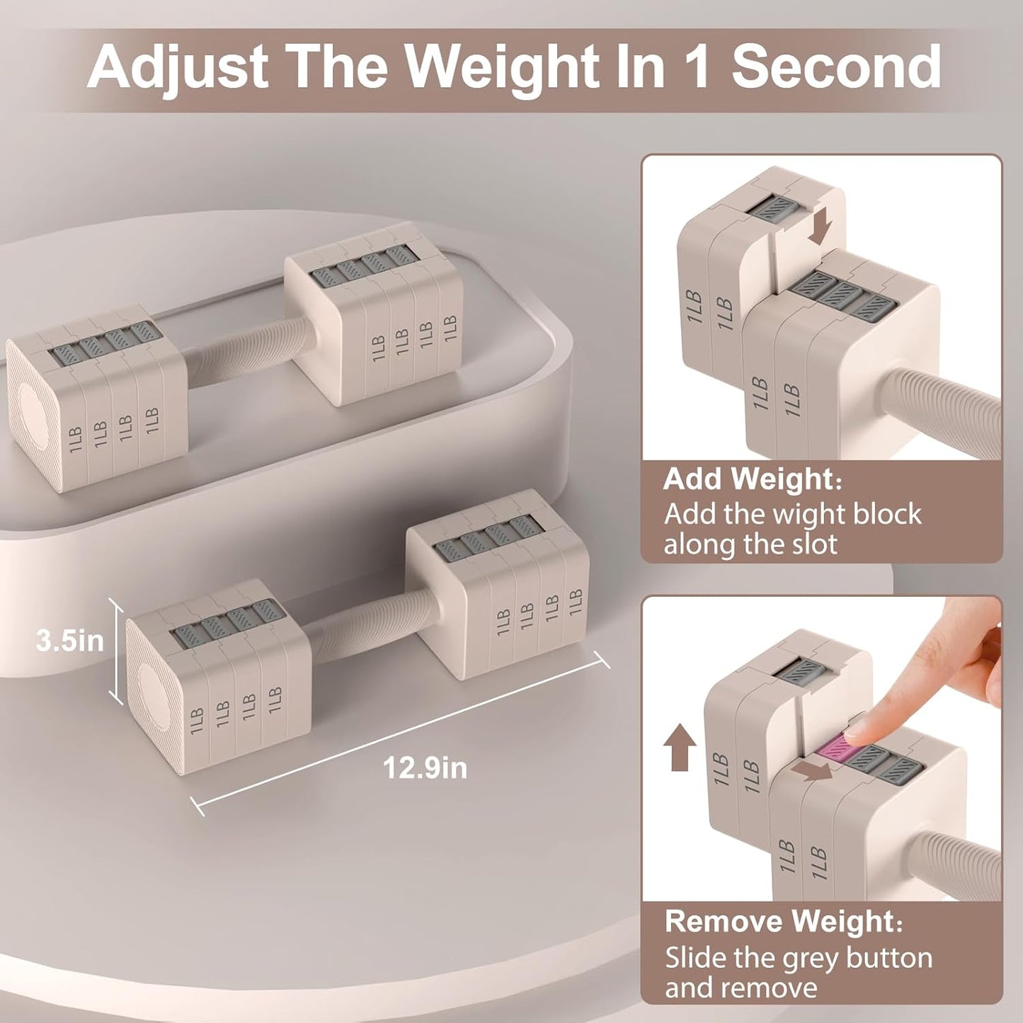 22LBS Adjustable Dumbbells Set, Hand Weights Sets with 5 Levels 3lb, 5lb, 7lb, 9lb, 11lb, Adjustable Weight Dumbbells for Women/Men Home Gym Full Body Workout