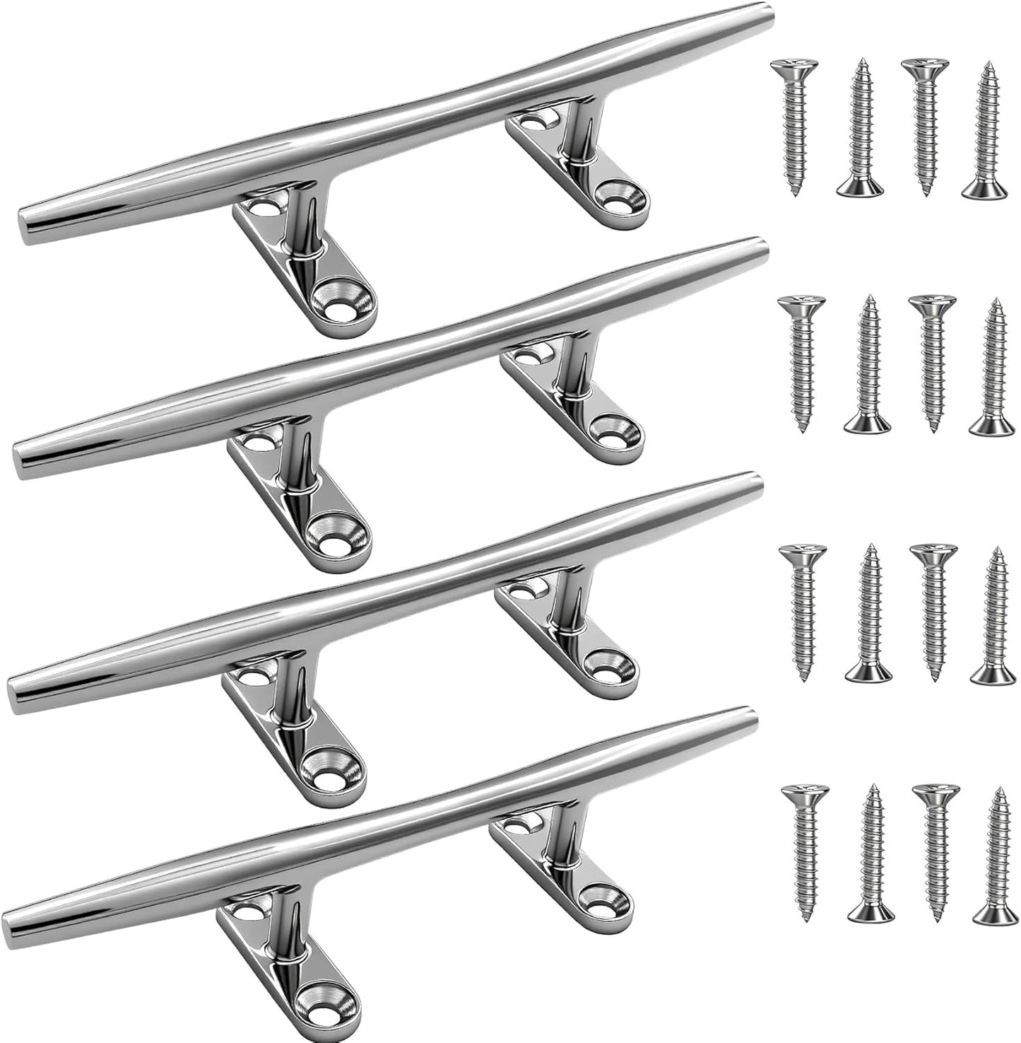 8/10/12/15 inch Dock Cleats - 316 Stainless Steel Boat Cleats Boat Dock Cleats,Open Base Dock Cleat with Fasteners,Marine Cleat Rope Cleat Boat Cleat for Boat/Deck/Nautical Decor(1,2,4,6 Pack)