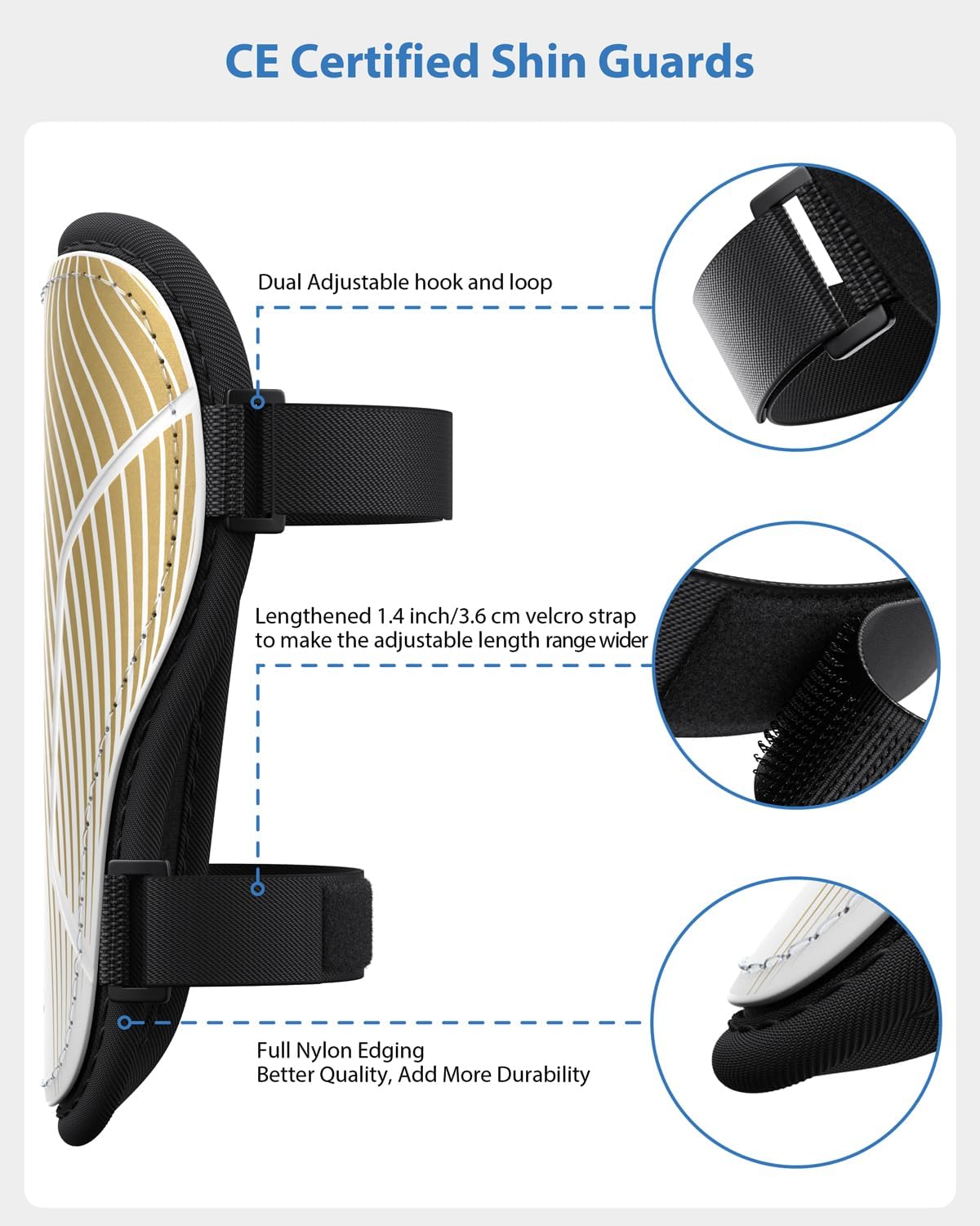 Shin Guards Soccer Kids Youth, CE Certified Airsfish Shin Guard Protection Gear for 2-18 Years Old Boys Girls Teenagers High Impact Resistant Breathable Comfortable 1 Pair 4 Sizes