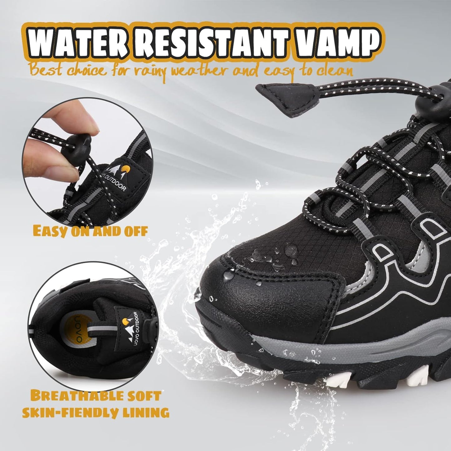 UOVO Boys Girls Kids Sneakers Hiking Running Outdoor Walking Tennis Shoes Waterproof Non Slip Fashion Sneakers(Little/Big Kids