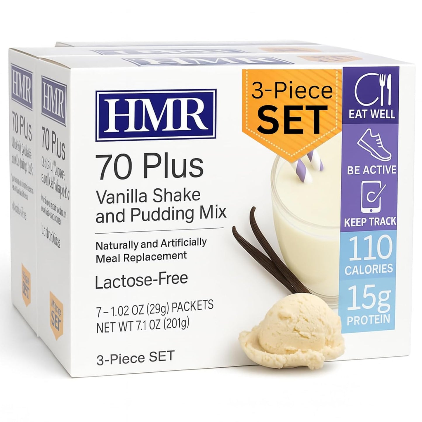 HMR 70 Plus Vanilla Shake & Pudding Mix | Meal Replacement Powder | Lactose-Free | 15g Protein | Supports Healthy Weight Loss | Easy to Make | Low Calorie | 21 Single Serving Packets