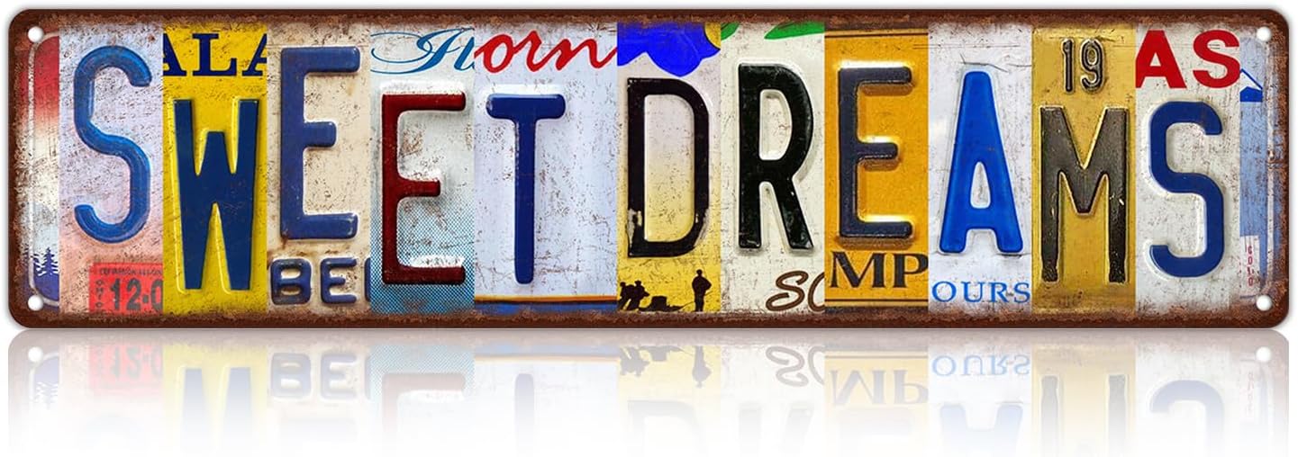 Vintage Sweet Dreams Wall Decor Street Signs Metal Tin Signs 16 x 4 Inches