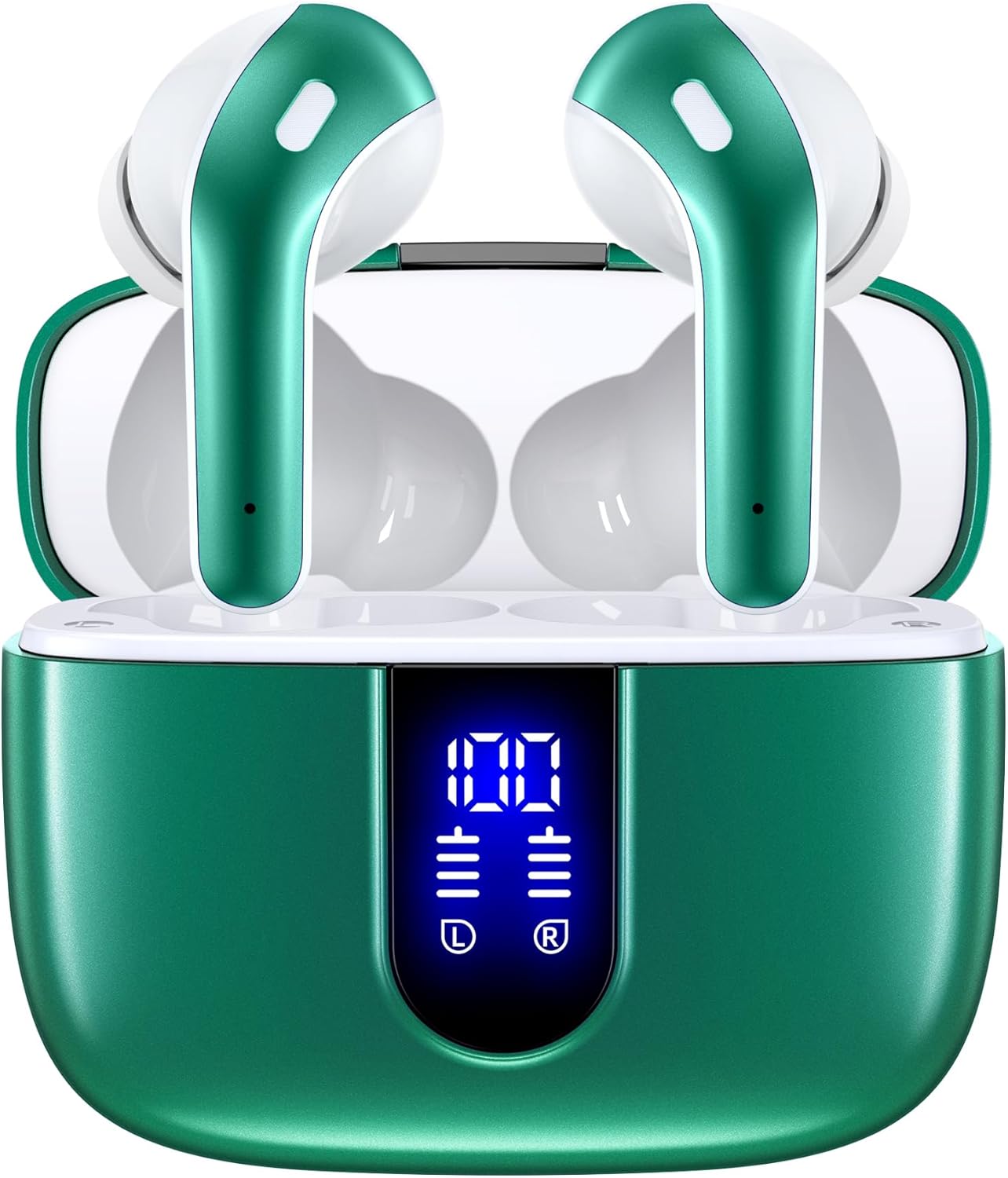 TAGRY 2 Sets X08 Forest Green and Sunset Pink Bluetooth Headphones True Wireless Earbuds 60H Playback Ear Buds with Wireless Charging Case in-Ear Earbuds with Mic