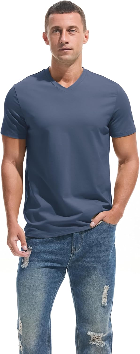 VEIISAR Premium V Neck T Shirts for Men - Modern Fitted Tees Vneck Undershirts