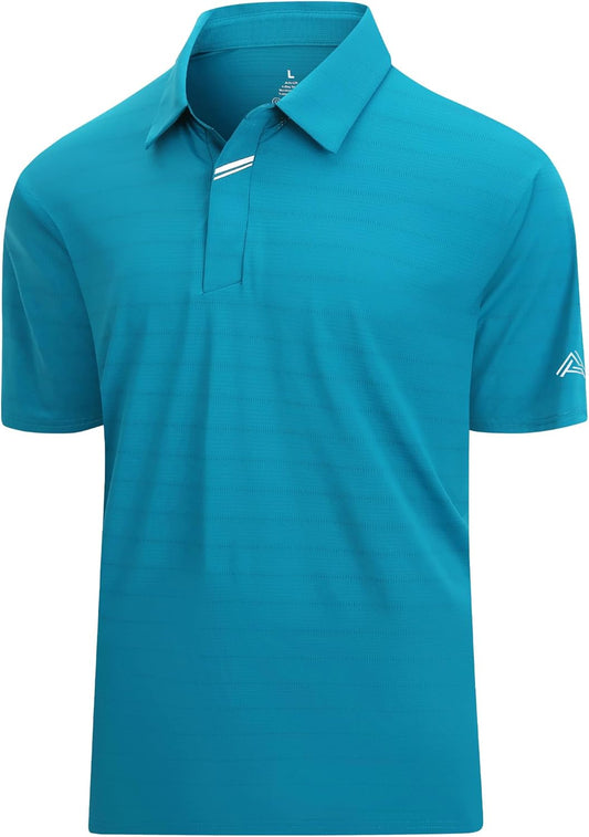 Esabel.C Jacquard Golf Shirts for Men Moisture Wicking Short Sleeve Performance Dry Fit Active Mens Polo Shirts