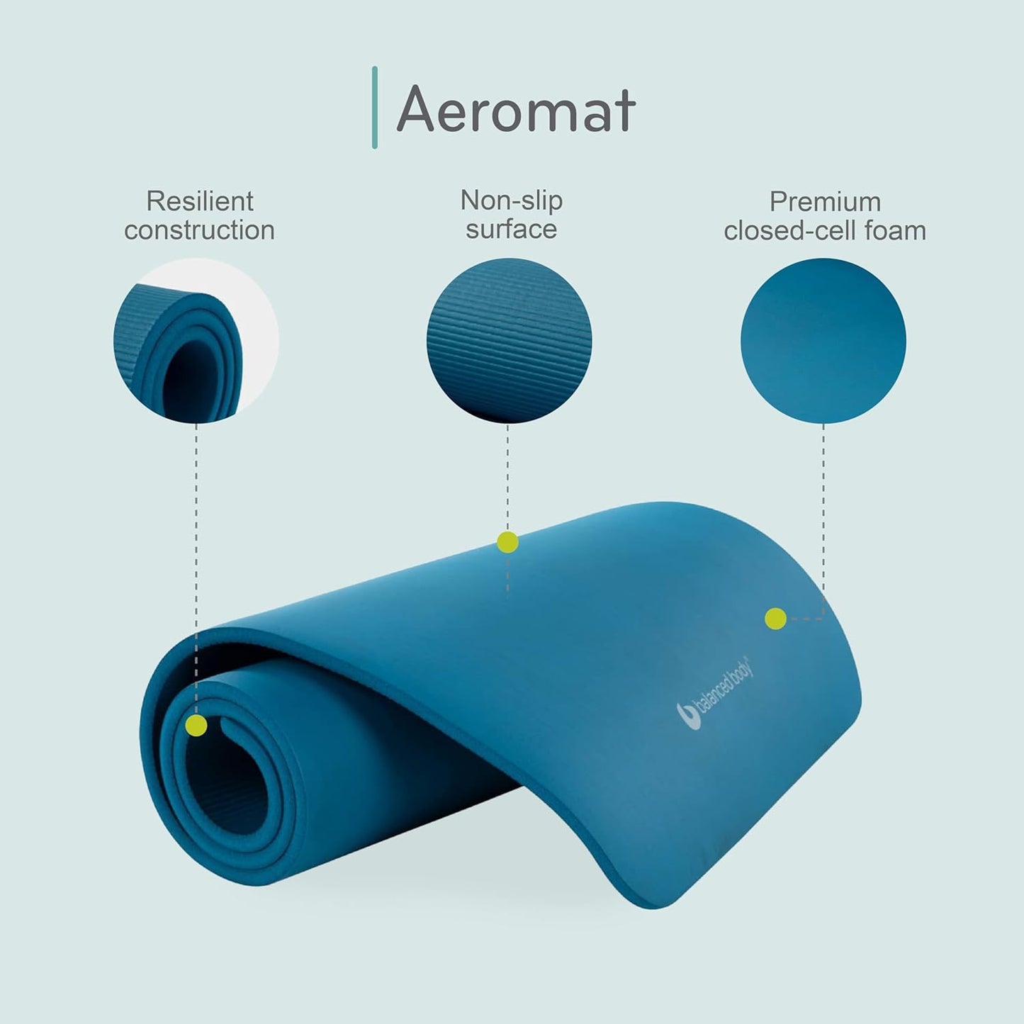 Balanced Body Aeromat Pilates and Yoga Mat for Floor Exercise, Extra-Thick Floor Workout Mat for Pilates or Yoga Exercises and Workouts, Studio or Home Gym Mat