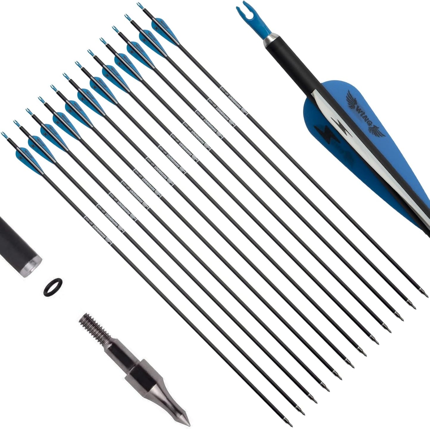 31inch Carbon Arrow Archery Targeting Practice Hunting Arrows for Compound & Recurve Bow with Removable Tips(Pack of 12)