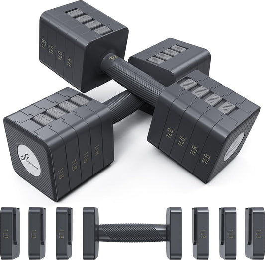 Adjustable Dumbbells Hand Weights Set: Sportneer 5 in 1 Weight Adjustment 10 LB Dumbbells Set of 2 Free Weights Fast Adjust Dumbbell Weight Set for Women Men Home Gym Exercise Workout Strength