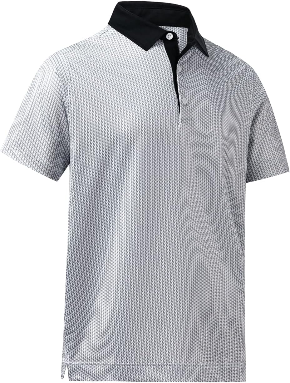 DEOLAX Mens Polo Shirts Fashion Print Mens Golf Shirt Dry Fit Mens Golf Polo Short Sleeve Quick Dry Funny Golf Shirt for Men