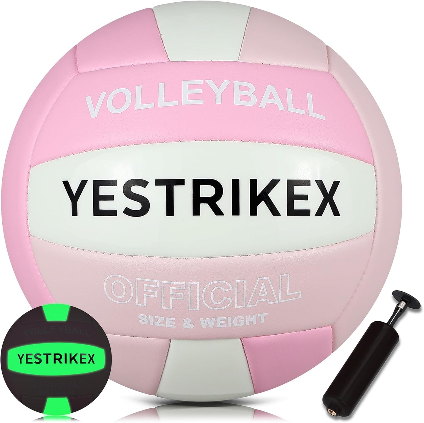 Official Size 5 Glow in The Dark Volleyball, Fluorescent Light Night Volleyball Soft Indoor Outdoor Volleyball Gift Luminous Night Light Ball for Game Gym Training Beach Play with Pump Kit