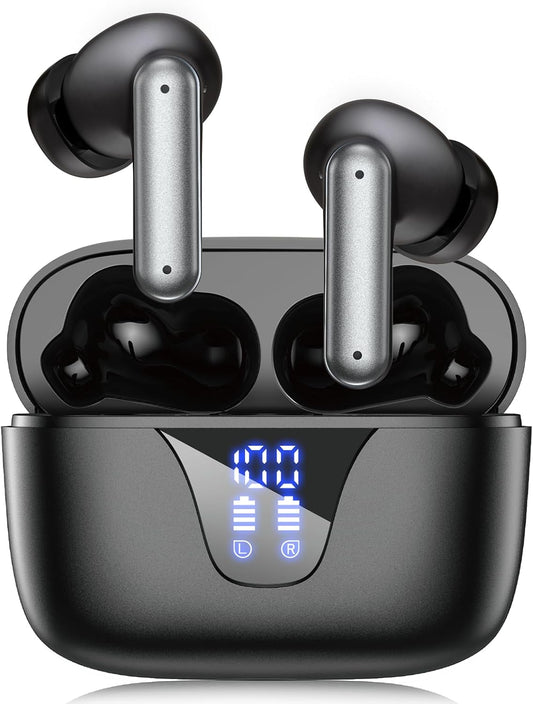 ZIUTY Wireless Earbuds Bluetooth Headphones, 50H Playtime Ear Buds with Mic, LED Digital Display Charging Case, IPX7 Waterproof, Deep Bass Stereo, in-Ear Earphone for iPhone Andriod Phone