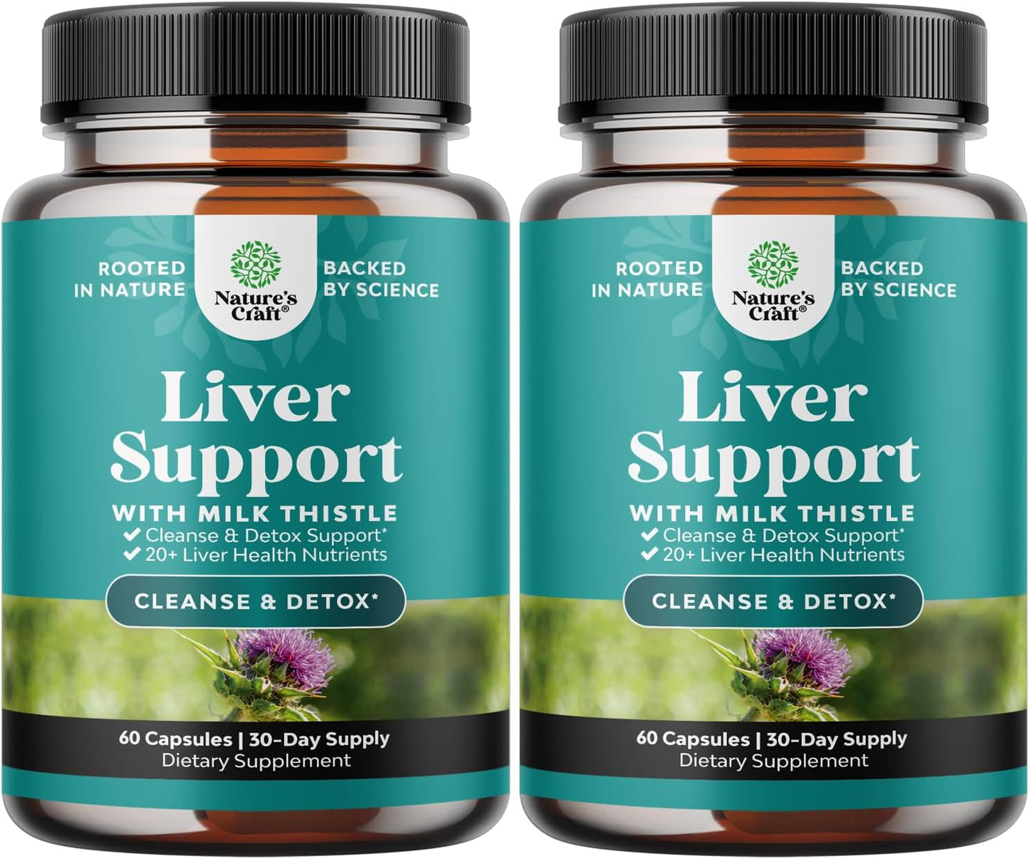 Natures Craft Liver Cleanse Detox & Repair 2 Pack Bundle - Herbal Liver Support Milk Thistle Supplement - Silymarin Milk Thistle Supplements with Dandelion Root, Choline, Beetroot & Artichoke Extract