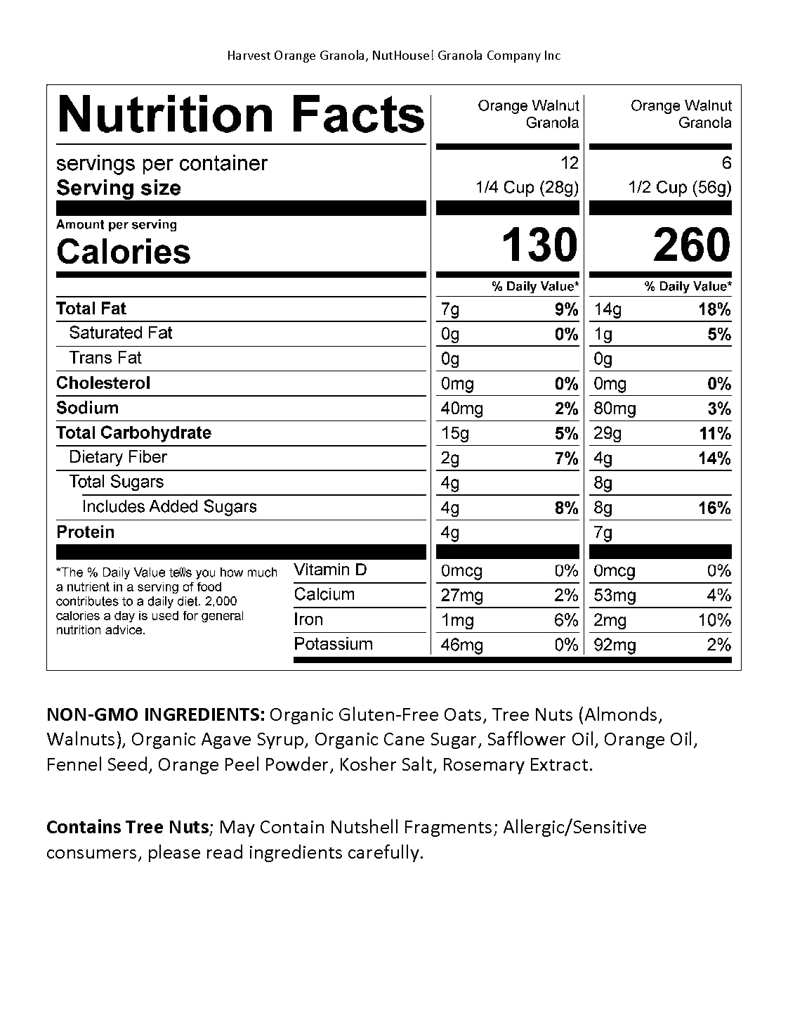 NutHouse! Granola Company - Premium Harvest Orange Granola | Certified Gluten-Free, Non-GMO, Kosher | Vegan, Soy-Free | 12 oz. Bag (6-Pack)