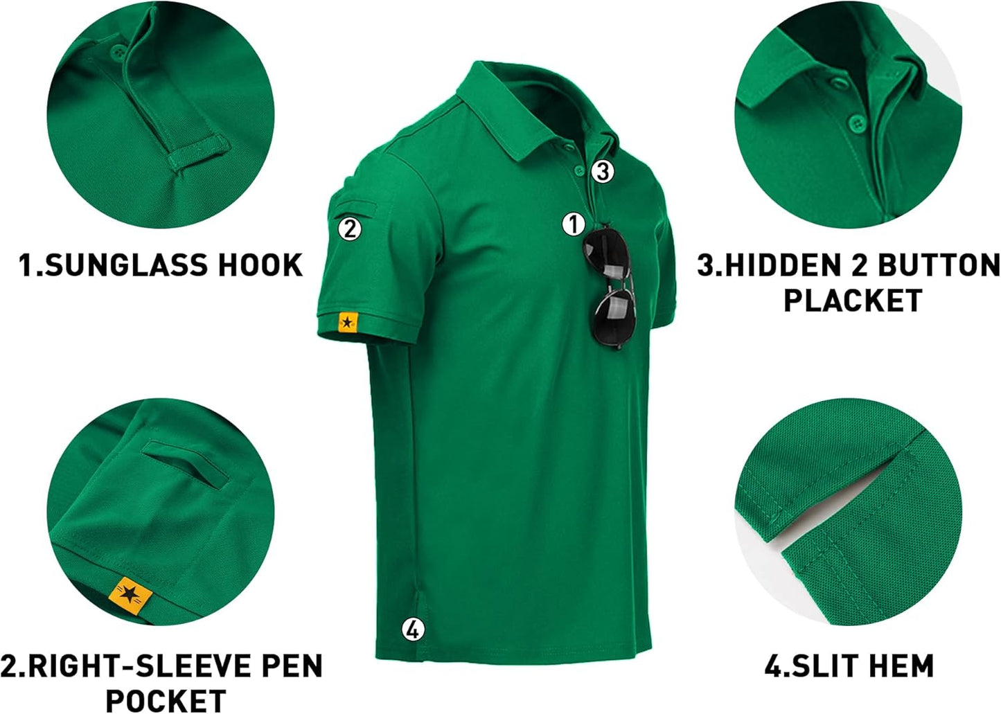 V VALANCH Mens Polo Shirts Short Sleeve Moisture Wicking Golf Polo Athletic Collared Shirt Tennis T-Shirt Tops
