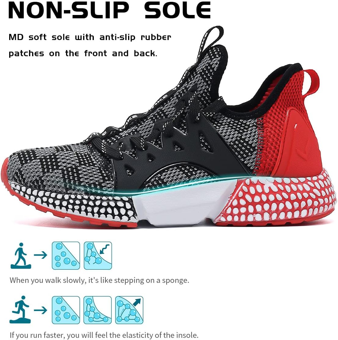 WETIKE Boy's Shoes Mesh Slip on Lightweight Running Sneakers