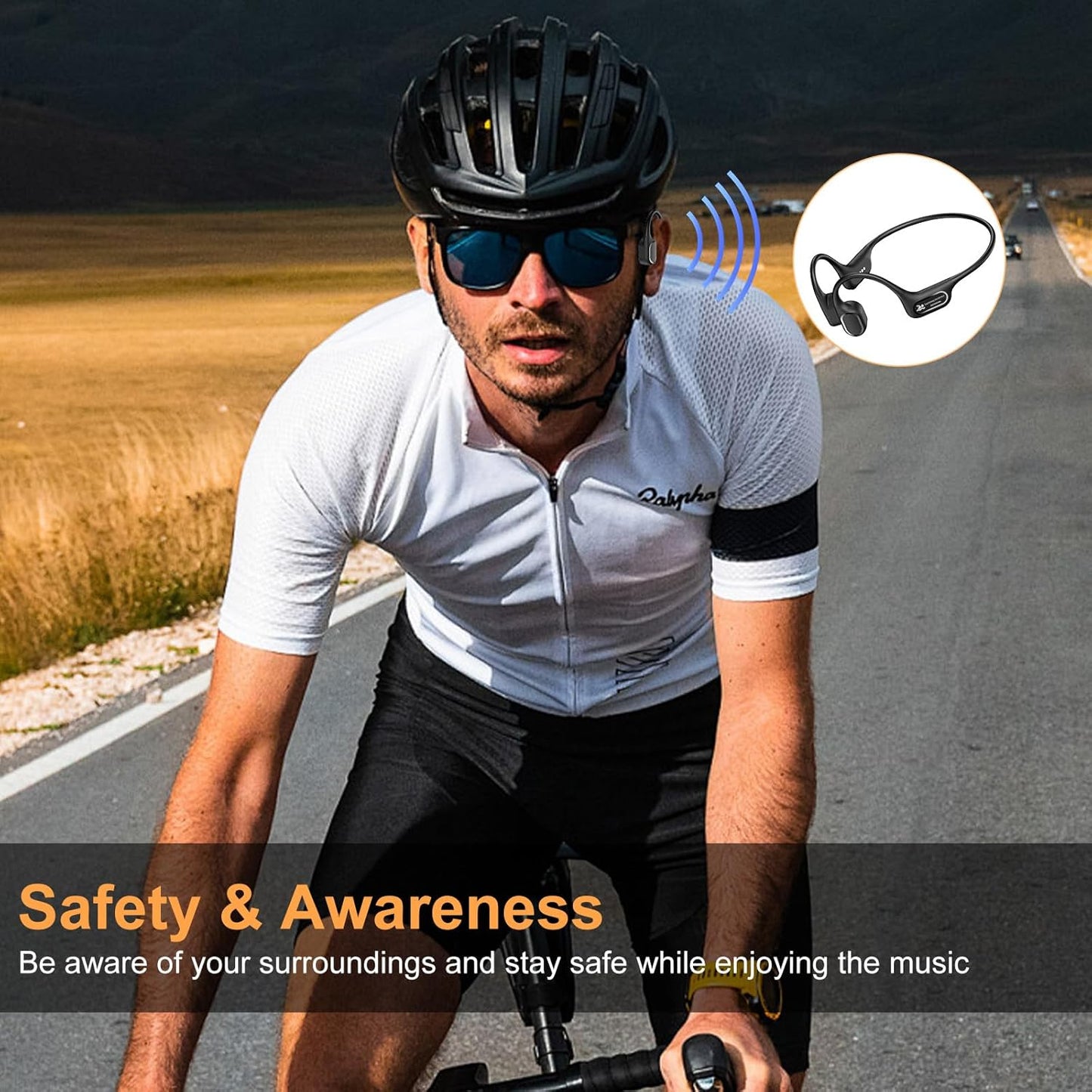 Bone Conduction Bluetooth Headphones-SurfAudio, IP68 Waterproof Swimming Headphones with 32GB MP3 Player, Lightweight Open Ear Design for Swimming/Surfing/Marathon/Cycling(Black)