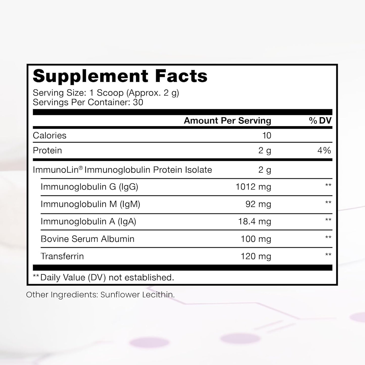 Pure Therapro Rx Elite IgG Immunoglobulin Supplement Powder, 30 Servings, Gut Health & Immune Support, 1100 mg IgG, IGA & IgM, Sunflower Lecithin | Colostrum Supplement Alternative