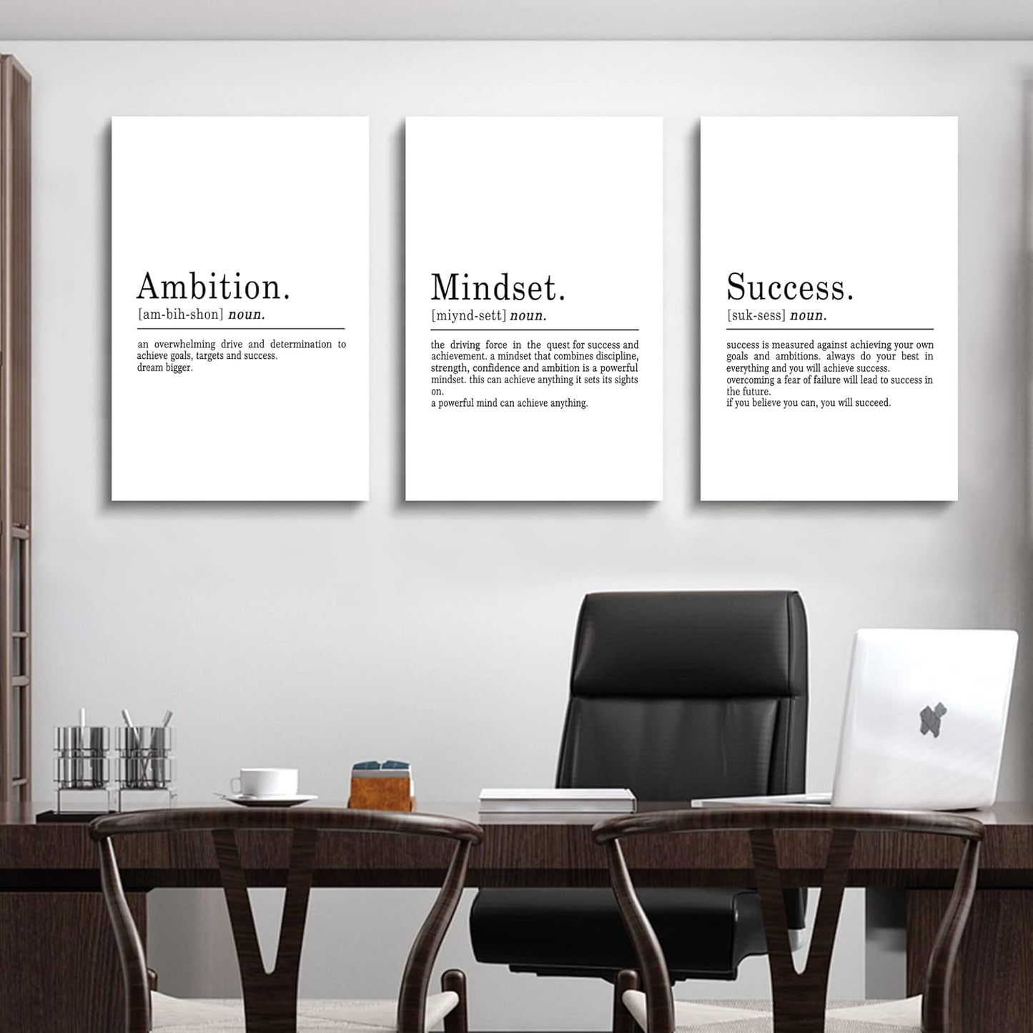 Inspirational Canvas Painting Wall Art -EPHANY ART - Mindset Quotes Prints, Motivational Wall Art Success Framed Entrepreneur Poster Positive Quotes Wall Poster for Home Office Workplace (L-3pcs,20x30inchx3pcs)