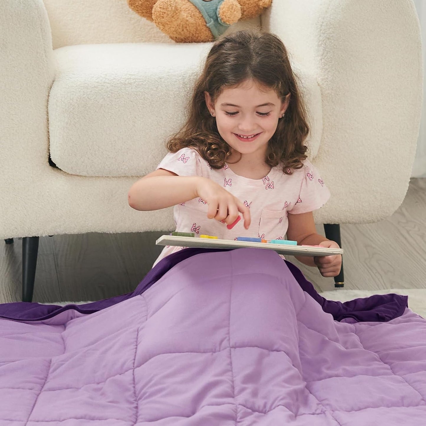 yescool Weighted Blanket (10 lbs, 41" x 60", Purple) Cooling Heavy Blanket for Sleeping Perfect for 90-110 lbs, Breathable Blanket with Premium Glass Bead, Machine Washable