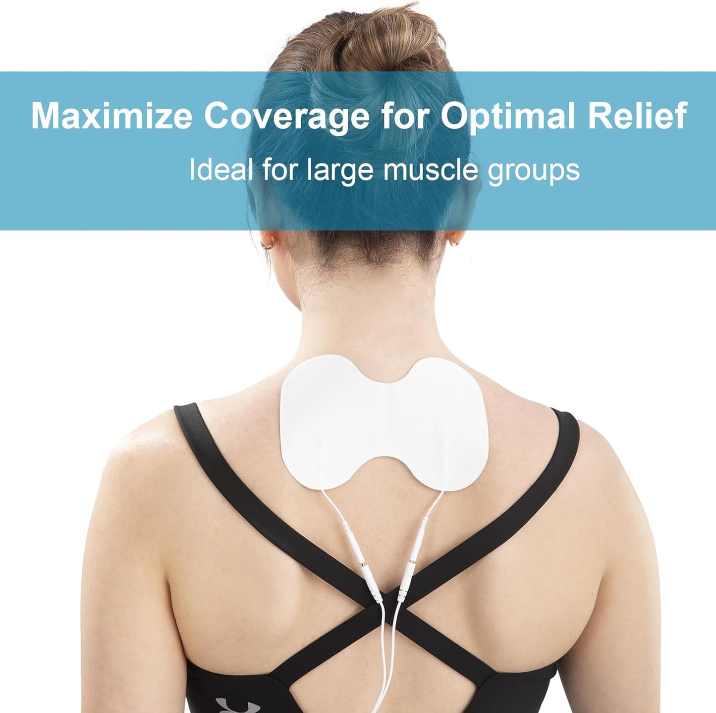 DOMAS TENS Unit Electrode Pads (XL) - 4x6 Inch for Back Pain Relief- Compatible with TENS 7000 and Other 2mm Pin Units - Reusable & Latex-Free