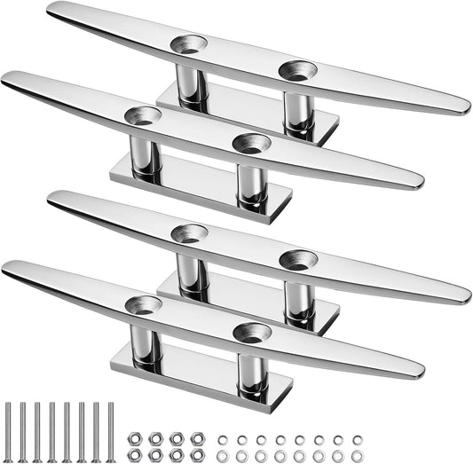 Boat Cleats Marine Grade 316 Stainless Steel Boat Mooring Cleat Pack of 4, Installation Accessories Included