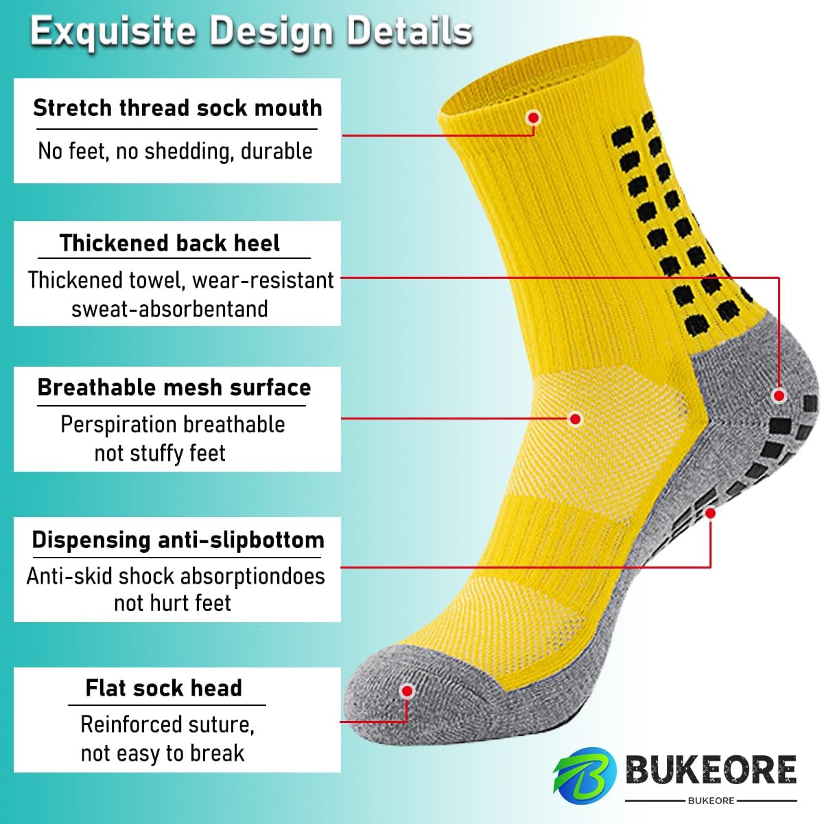 2 Set Anti-Slip Grip Soccer Socks with Shin Guard Sleeves, Sports Athletic Socks for Men Women