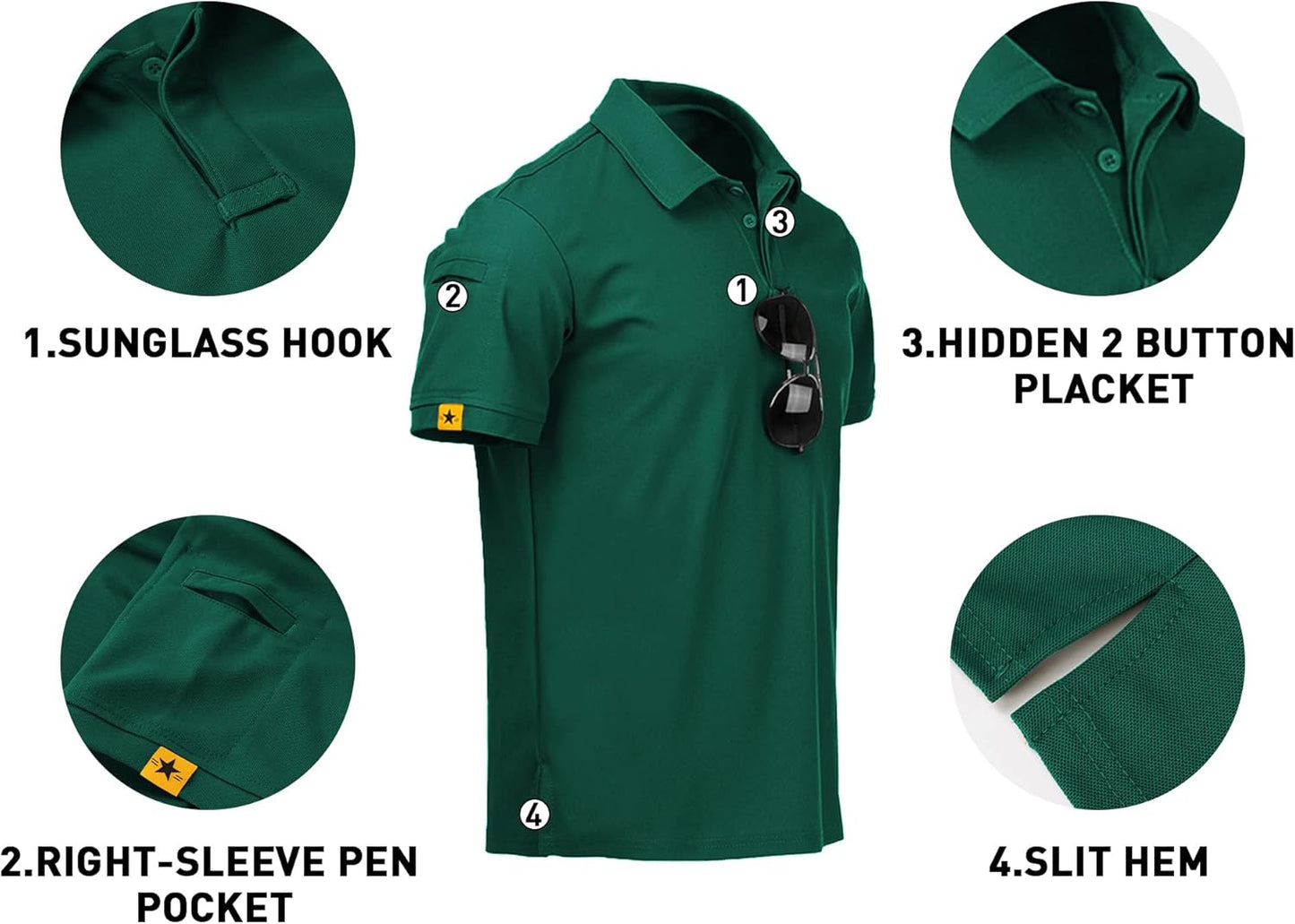 V VALANCH Mens Polo Shirts Short Sleeve Moisture Wicking Golf Polo Athletic Collared Shirt Tennis T-Shirt Tops