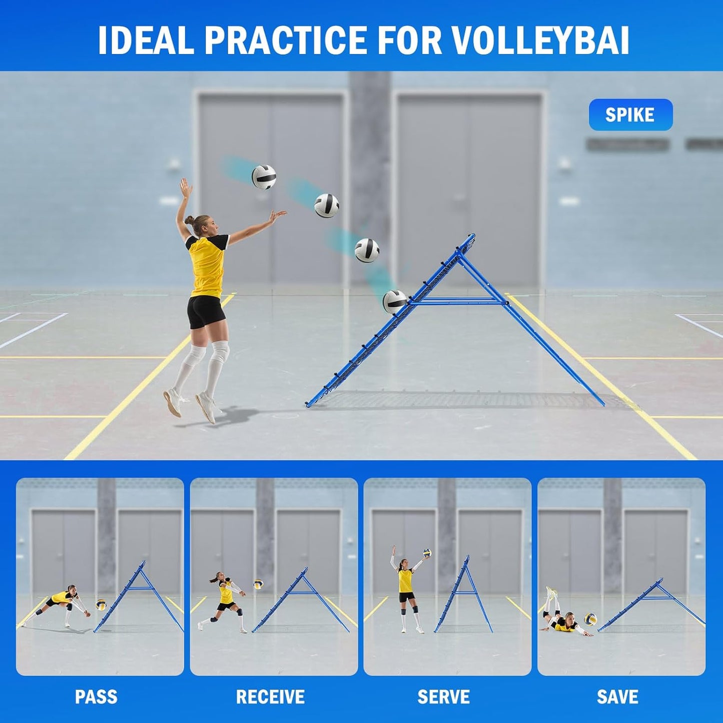 Volleyball Rebounder Net, Soccer Baseball Rebound Pitchback Net, Adjustable Target Practice Nets, Easy Setup Softball Bounce Back Trainer Equipment, Improve Sport Training Skills for Backyard