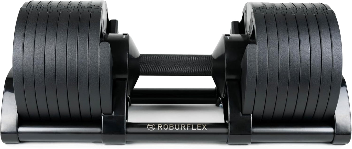 Adjustable Dumbbell (Single) by ROBURFLEX for Workout Strength Training Fitness Home Gym