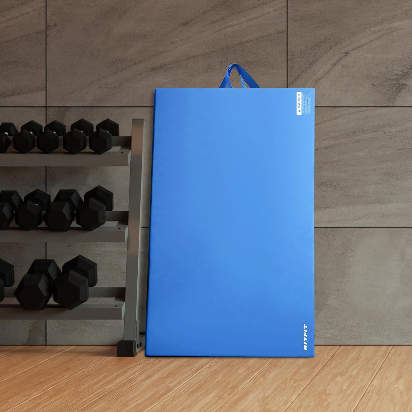 RitFit Upgraded Folding Exercise Mat, 2 Inch Thick Gymnastics Mat 3’x6’,4’x8’,4x10’,2'x8' with Carrying Handles for Yoga, MMA, Stretching, Core Workouts and Home Gym Protective Flooring