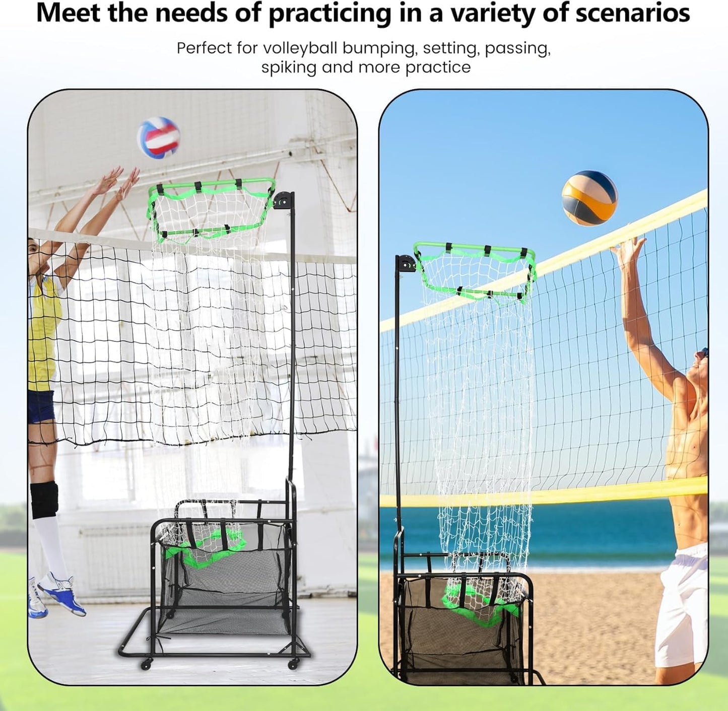 Volleyball Setter Trainer Net with Adjustable Height and Angle for Indoor and Outdoor Practice, Perfect Target Net for Setting, Serving, and Spiking Training Equipment