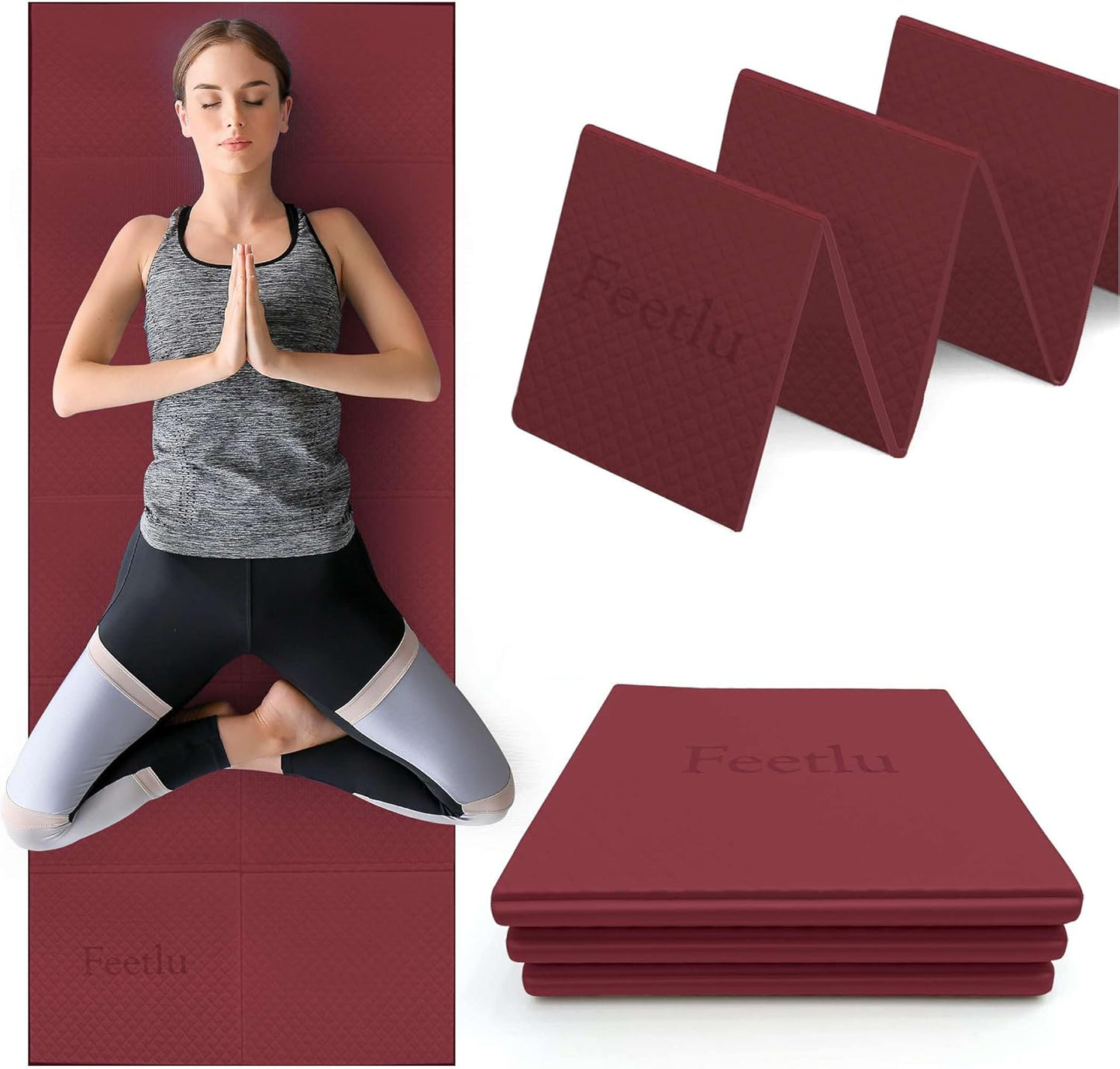 Foldable Yoga Mat, 6mm Thick, Lightweight, Anti-Slip, and Easy to Store – Perfect for Travel, Yoga, Pilates, Home Workouts, and Floor Exercises