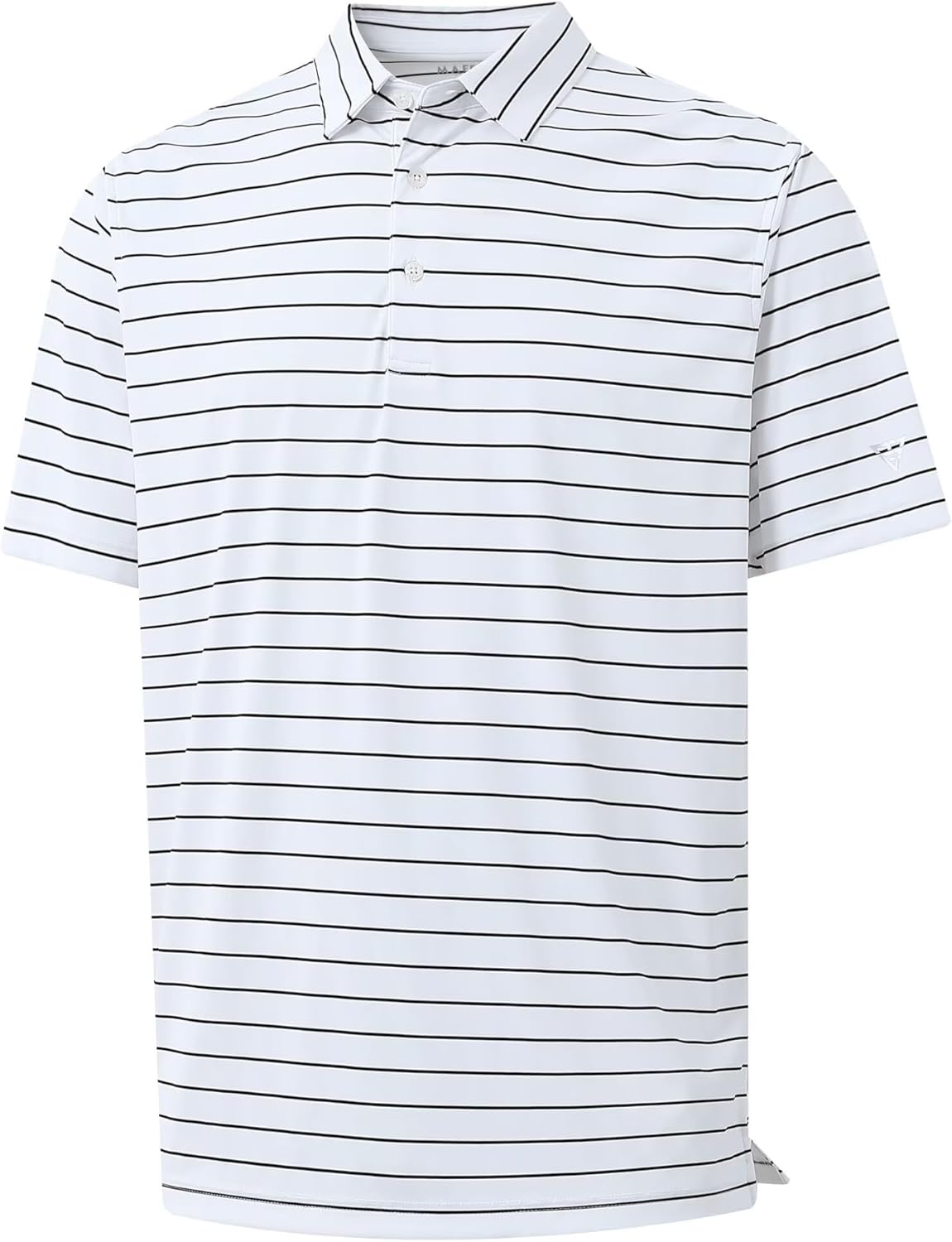 M MAELREG Mens Striped Golf Shirts Short Sleeve Silk-Like Touch Water-Resistant Breathable Soft Collared Polo Shirts for Men