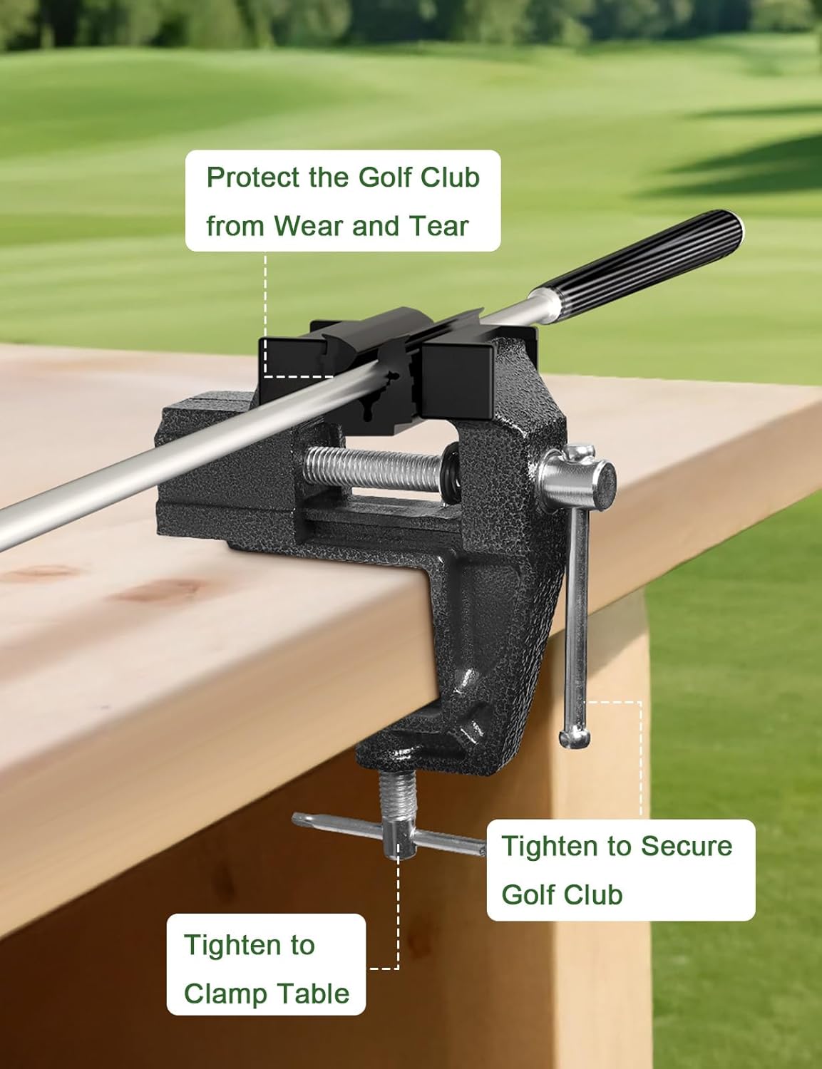 Portable Golf Grip Kit for Regripping Club, Golf Club Grip Kit for Home Travel with Anti-Slip Vise Clamp, Retractable Hook Knife, 15pcs Double-Sided Grip Tapes, A Pair of Gloves (Solvent Not Included)