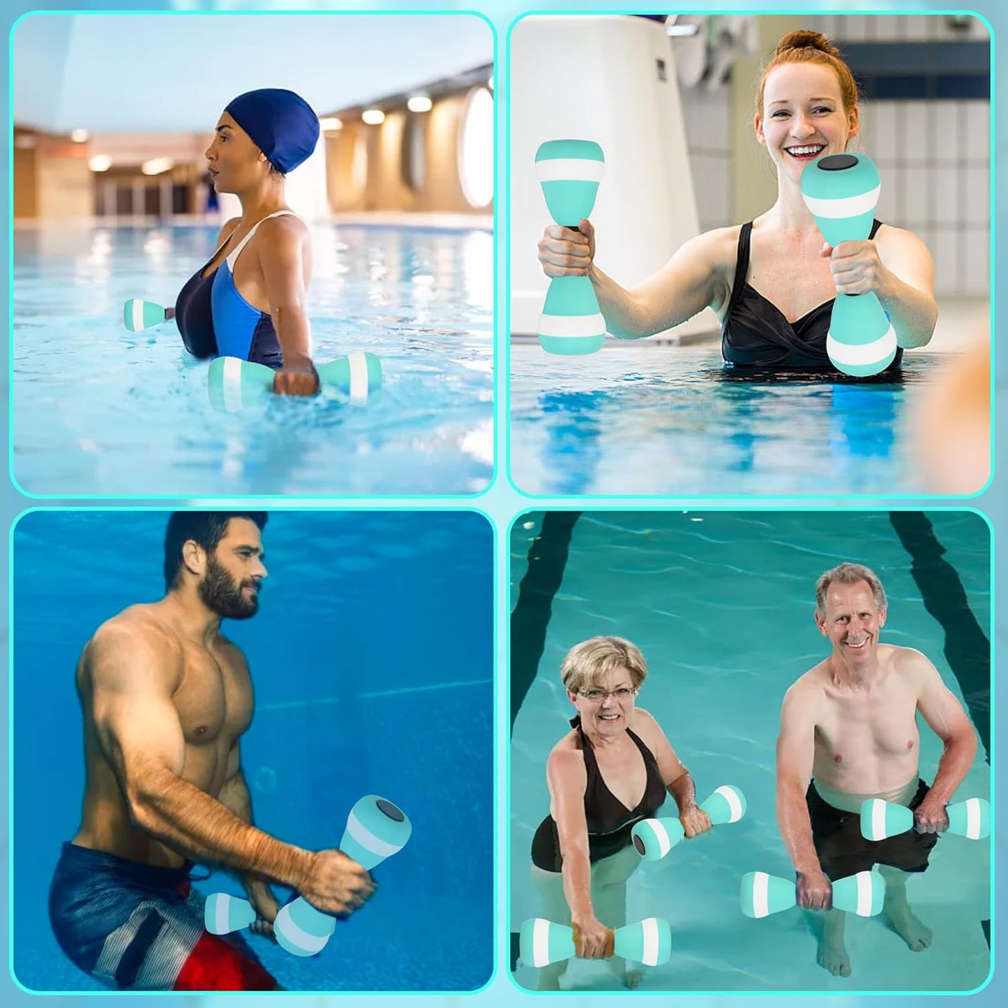 Aquatic Dumbbells, 2PCS Foam Water Weights, Aerobic Exercise Fitness Equipment Dumbbells, Dumbbells Set for Water Aerobics Weight Loss, Pool Fitness, Water Exercise