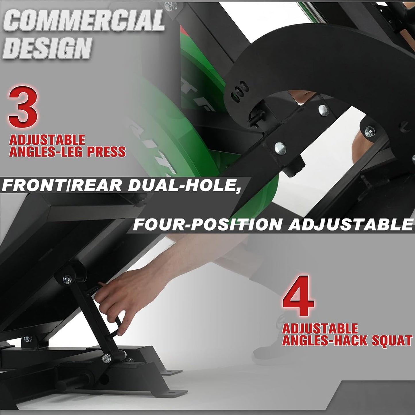 RitFit Gazelle Pro 3 in 1 Leg Press and Hack Squat Machine - High-Tensile Steel Leg Press Machine, 2000 lbs Capacity, Adjustable Angles, Hack Squat Machine with Weight Storage