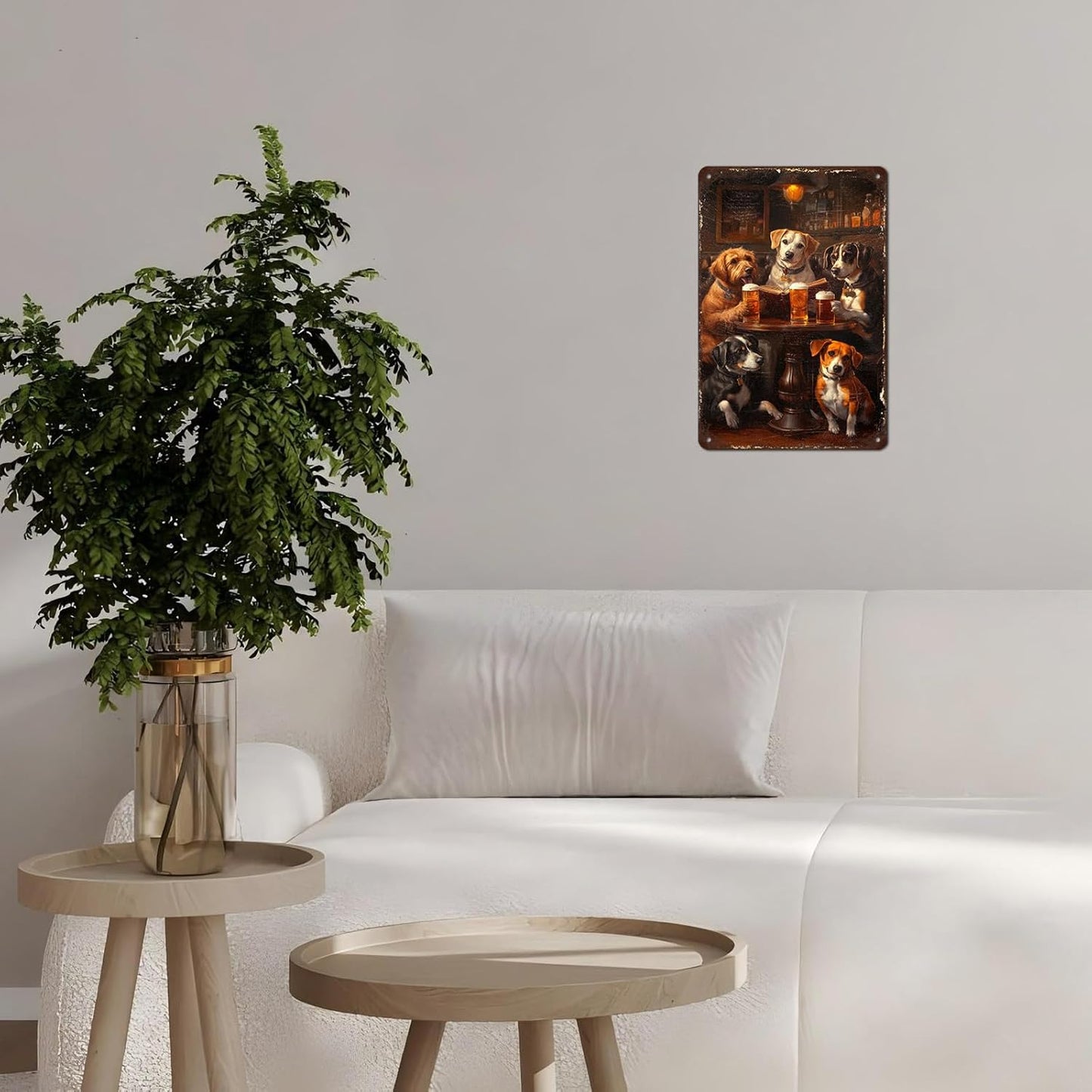 Vintage Dogs Tin Sign Retro Beer Metal Poster Funny Dog Lovers Wall Art Wall Decor for Kitchen Man Cave Shop Bar 12 * 8inch